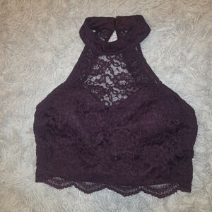 City Studio Deep Purple Lace Crop Top Size 5